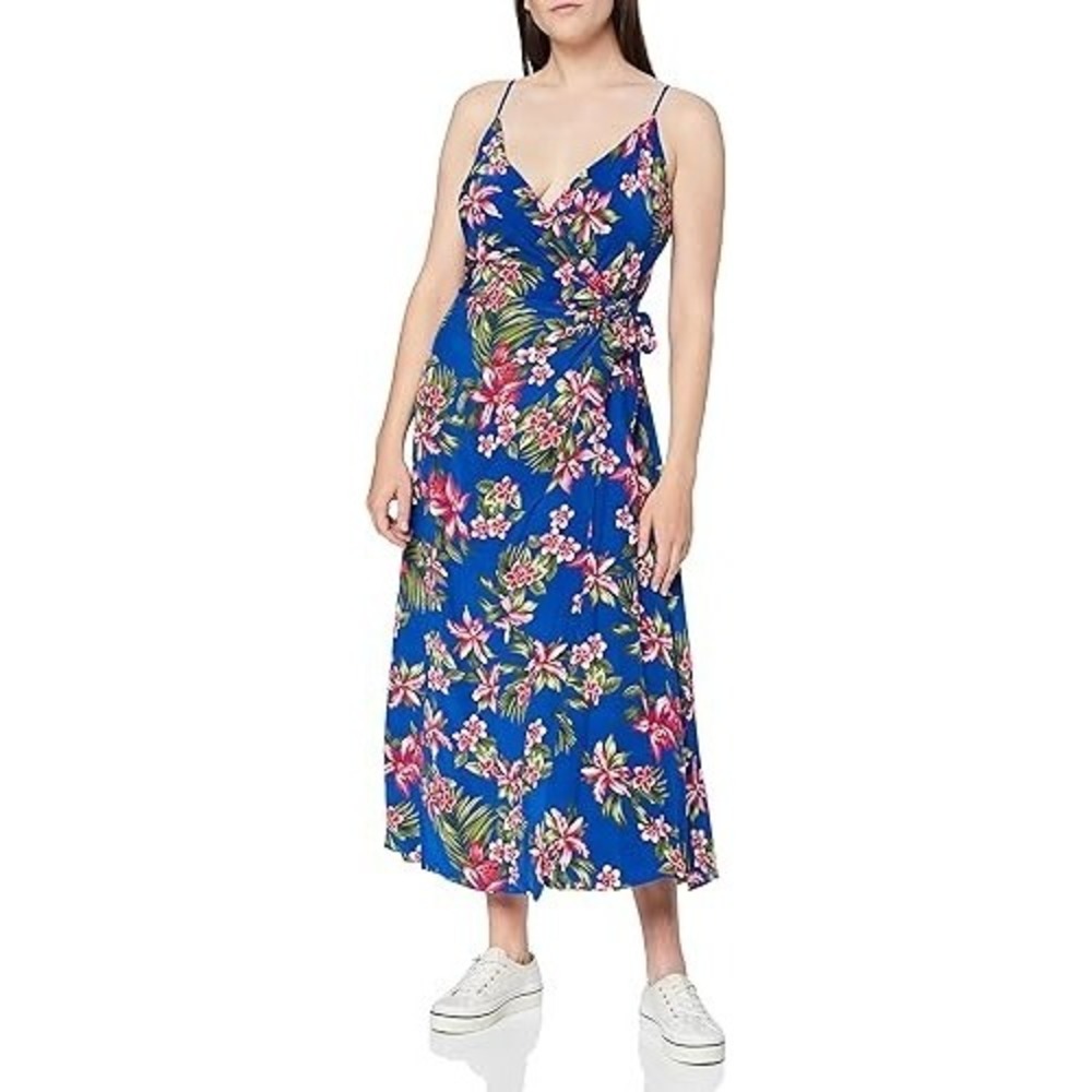 Tommy Hilfiger Hallie Wrap‎ Slip Dress Women's Large Blue Floral Sleeveless